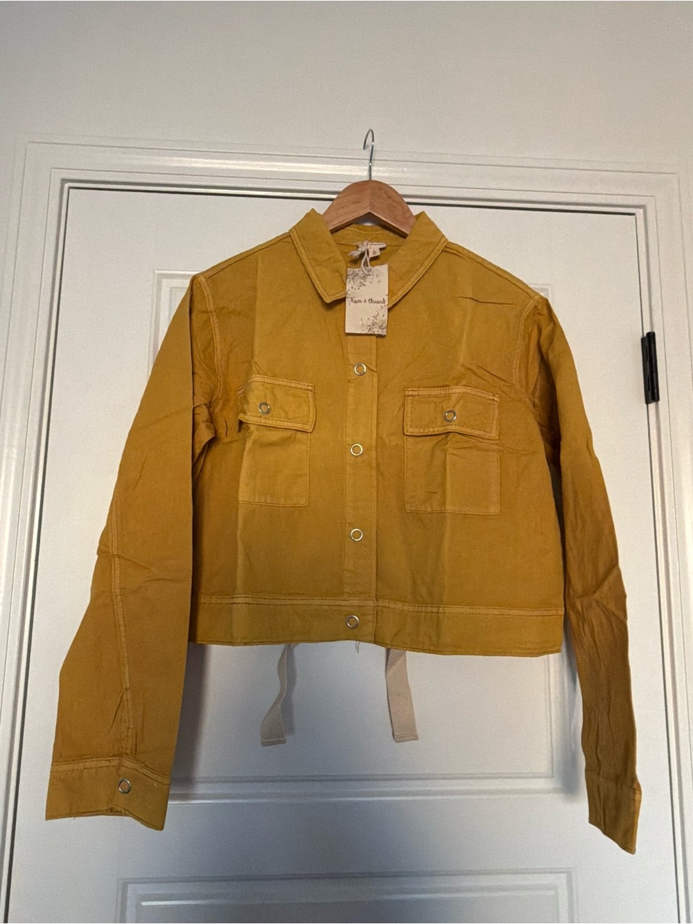 Hem & Thread Cropped Mustard Utility Jacket